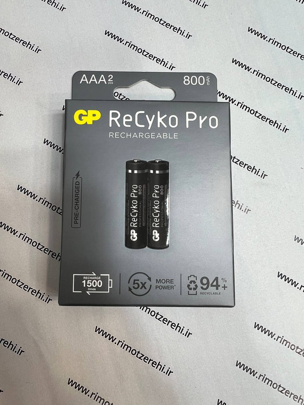 باتری نیم قلمی شارژی جی پیGP مدل Rechargeable Recyko pro 800 بسته دو عددی