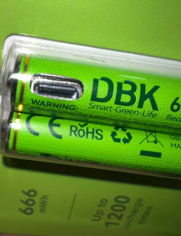 باتری نیم قلمی AAA 1.5 شارژی با درگاه تایپ سی USB_Type C - DBK